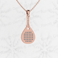 Collier pendentif en argent sterling 925 plaqué or avec charme de raquette de tennis en CZ, best-seller, 33 mm, pour femmes, hip-hop, fin
