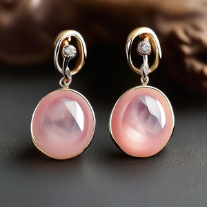 ต่างหูห้อยชุบทองทันสมัยสำหรับผู้หญิงอัญมณีกุหลาบสีชมพูธรรมชาติที่ทันสมัยพร้อมเพชรเครื่องประดับสำหรับงานแต่งงานที่เหมาะสม - Product Image 5