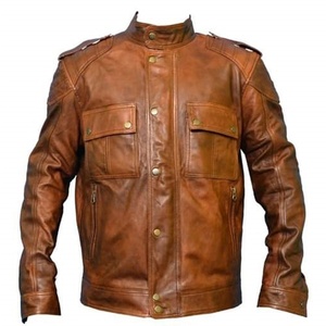 Veste en cuir de mouton véritable de haute qualité pour hommes, col montant élégant pour l'hiver, nouvelle collection - Product Image 1
