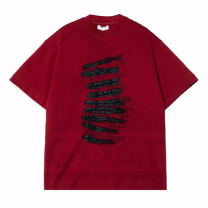 เสื้อยืดคอกลมแขนสั้นผู้ชาย พิมพ์ลายโลโก้เต็มตัว ผ้าฝ้าย 100% ระบายอากาศ ไม่เป็นขุย สไตล์ไฮสตรีท ปี 2025 ผลิตในปากีสถาน - Product Image 5