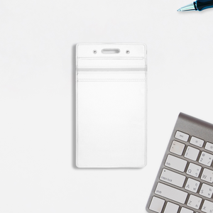 Porta Tarjetas de Crédito Vertical Transparente de PVC Económico con Cierre de Cremallera y Espacio para Nombre, para Uso Comercial - Product Image 2
