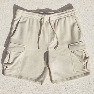 Short Cargo solide de haute qualité avec cordon de serrage moyen personnalisé 330 GSM doux polaire coton Polyester respirant High Street Service OEM - Product Image 1