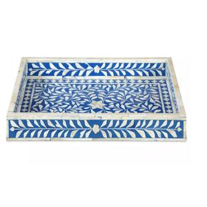 <b>Ramadan</b> Eid <b>Gift</b> New Arrival Mother of Pear Serving Tray With Metal Handle Mop Shell Resin Inlay Tray MOP Serving Tray - Product Image 6