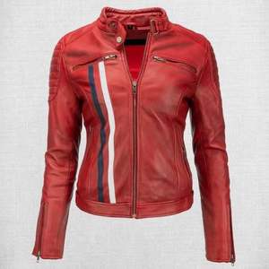 Chaqueta de Motociclista de Piel de Cordero Verde Parrot: Chaqueta de Moto de Corte Ajustado - Product Image 2