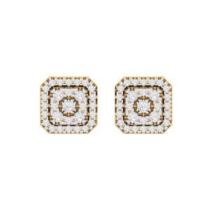 Pendientes de Botón Cuadrados Multicolores de 14 Quilates Certificados con Diamantes Reales, Peso Total de 0.25 Quilates - Product Image 6