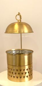 Casserole dorée pour buffet avec couvercle pour mariage, hôtel, service de traiteur, chauffe-plat avec photophore - Product Image 4