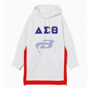 Vestido con Capucha Oversize de la Hermandad Delta Sigma Theta - Rojo Sólido, Transpirable, Resistente al Viento, Moda Otoñal con Logotipo Personalizado y Detalle de Cremallera - Product Image 1