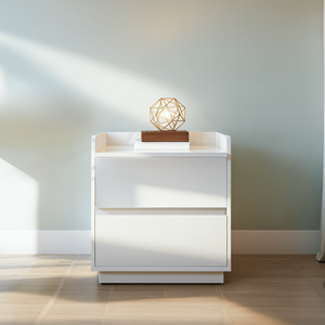 Modern Minimalist <b>Bedside</b> Table, Elegant Wood Nightstand with 2 Drawers for Bedroom Furniture - Product Image 3