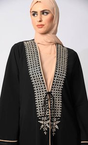 Wholesale Custom Luxury Satin Anti-Wrinkle Handmade Abaya Women High Quality Silk Dubai Style <b>Ruffle</b> Sleeves Traditional Muslim - Product Image 4