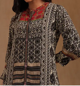 Recién llegado, ropa india y paquistaní, vestido para mujer, negro, Kurta, ajuste holgado, rojo, Beige, estampado, Ropa Étnica informal - Product Image 5