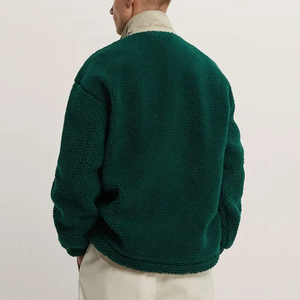 Chaqueta de lana de invierno para hombre con logotipo bordado de diseño personalizado, chaqueta de lana polar cálida de alta calidad - Product Image 2