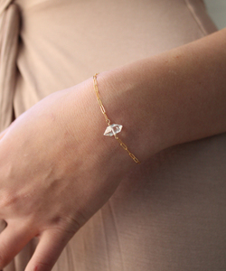 Naturel Herkimer diamant 925 argent sterling plaqué or chaîne bracelets pour femmes designer à la main cristal travail chaîne bracelet - Product Image 6