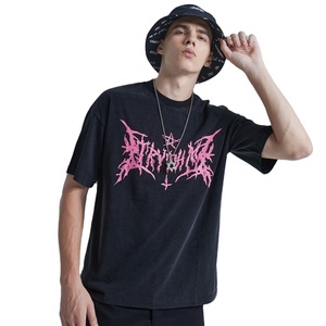 Camiseta de lujo 100% algodón de alta calidad en blanco Vintage Logo personalizado desvanecido de gran tamaño piedra lavada camiseta ácido lavado camiseta - Product Image 6