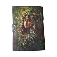 Carnet en cuir véritable Vintage Forest Queen, design nature, couverture rigide, carnet de croquis Wiccan, écriture classique, Noël