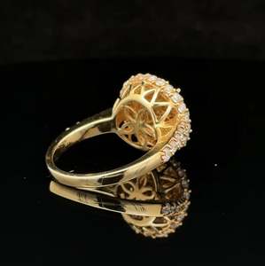 Alianza de boda de oro amarillo y diamantes de 14K corte redondo doble eternidad con anillos de regalo de fiesta de moissanita DE LA India - Product Image 4