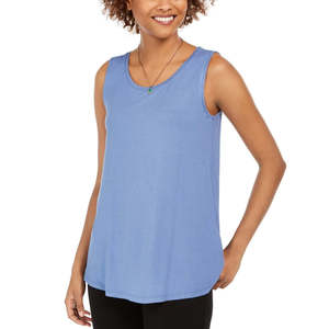 Top Corto Casual da Donna Style Co, Traspirante, Senza Cuciture, in Maglia, con Decorazioni in Pizzo, Taglia Unica, Blu, Taglia M - Product Image 1