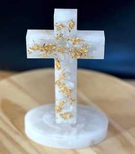 Statue en résine époxy blanche avec lettrage doré, Jésus chrétien, décoration religieuse pour mariage et maison - Product Image 1