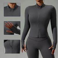 Vêtements de sport pour femmes, logo personnalisé, course à pied, séchage rapide, respirant, grande taille, veste zippée, manches longues, coupe ajustée, yoga