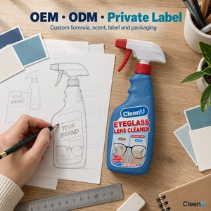 Spray detergente per lenti da 60ml con panno in microfibra, soluzione detergente per lenti senza ammoniaca per occhiali da vista e da sole, OEM Private Label - Product Image 6