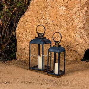 Set of 2 Metal and Clear Glass Candle <b>Lanterns</b> Sliver Finished for Home & Garden Decorative <b>Lanterns</b> With Wooden Handle - Product Image 6