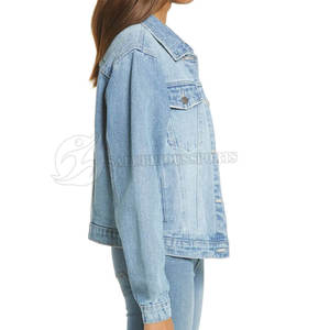 New Style Cheap Price <b>Women</b> Denim Jacket High Quality <b>Light</b> <b>Blue</b> Washed Casual Outdoor Jacket - Product Image 3