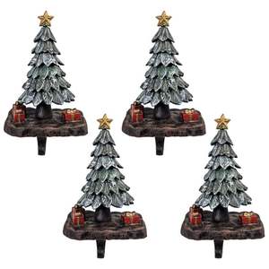 Soporte de almacenamiento de hierro fundido sólido para repisa de chimenea que agrega un espíritu navideño clásico a los interiores tradicionales de las casas de Navidad - Product Image 2