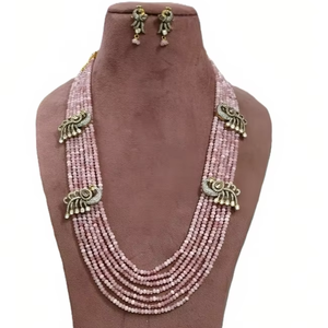 Conjunto de collar de cuentas de diseñador chapado victoriano con joyería de pendientes para celebración de boda y fiesta - Product Image 1