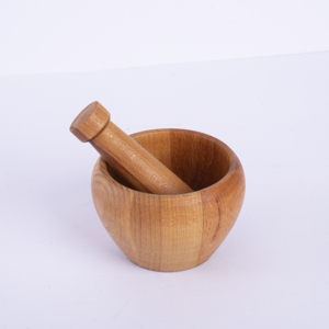 Juego de Mortero y Pilón de Madera de Haya Maciza - Molinillo de Especias de Madera Natural Hecho a Mano - Utensilio de Cocina Premium - Product Image 2
