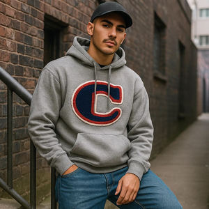 <b>Men</b> Pullover OEM Retro Hip Hop Streetwear Vintage Oversized Heavyweight Custom Applique Patch <b>Hoodie</b> - Product Image 5