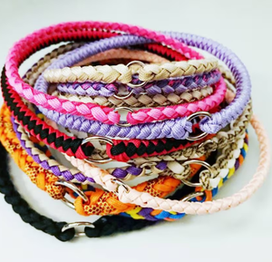 Collier de maison Tresse ronde mince collier de chien paracord durable sur mesure Collier de chien en cuir vert pour lévrier et Whippet - Product Image 1