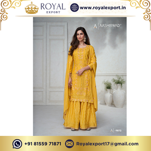 พรีเมี่ยมผ้าไหมจินินปากีสถานเย็บคอลเลกชันชารารา Eid โดยรอยัลส่งออกซูราธ - Product Image 3