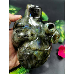 Pierre précieuse labradorite, sculpture anatomique en forme de cœur - Cœur humain/Cœur de cristal - reiki/chakra/énergie de guérison - 1,40 kg et 5,2 - Product Image 4