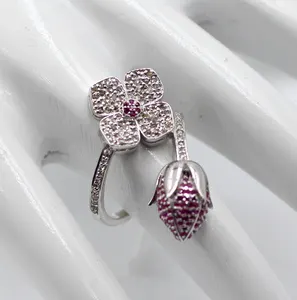 Đẹp Đỏ Ruby Đá Bạc Nhẫn 925 Sterling Silver Bạc Tự Nhiên Của Ruby Kim Cương Mặt Cắt Đá Quý Nhẫn Nhà Cung Cấp