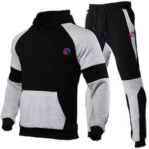 Traje de chándal de dos piezas con capucha para hombre, traje informal con logotipo personalizado, nuevo chándal de retales para hombre, chándal de invierno - Product Image 1