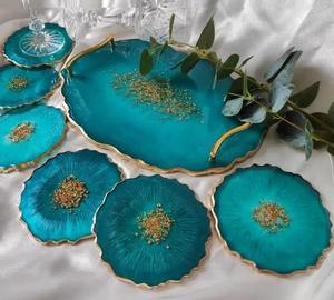 ถาดตกแต่งบ้านขนาดเล็ก ดีไซน์เนอร์ งานแฮนด์เมดจากเรซิ่น สำหรับวางโชว์บนโต๊ะ ขายส่ง - Product Image 1