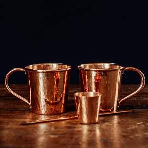 Tasses à Moscow Mule en cuivre martelé faites à la main - Tasses en cuivre massif pur de 16 oz pour cocktails, avec revêtement alimentaire ou non, chopes à bière - Product Image 4