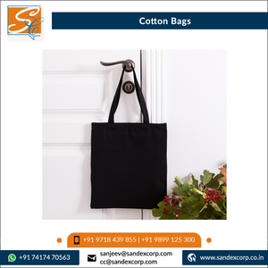 Exportador al por mayor en India Diseño moderno Color sólido 100% Bolsas de compras de algodón Bolsa de lona de calidad superior - Product Image 2
