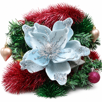 18 cm Samt-Kunstweihnachtssterne Blumenzweige Weihnachtsbaumschmuck Festliche Partydekoration Blumenstiele