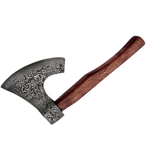 SCL-2041 Tomahawk en acier Damas de qualité industrielle avec manche en bois de frêne, longueur totale de 18 pouces - Très résistant et très tranchant pour une utilisation intensive. Hache - Product Image 2