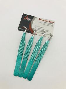 Pince à épiler d'extension de cils en acier inoxydable durable personnalisée professionnelle pince à épiler Volume vert métallique personnalisée pointue - Product Image 5