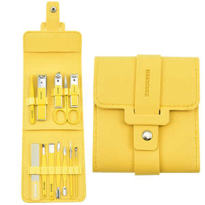 12-PC haute qualité manucure pédicure ensemble bonbons couleurs multi-fonctionnel en acier inoxydable beauté ciseaux coupe-ongles PU boîte pied - Product Image 1