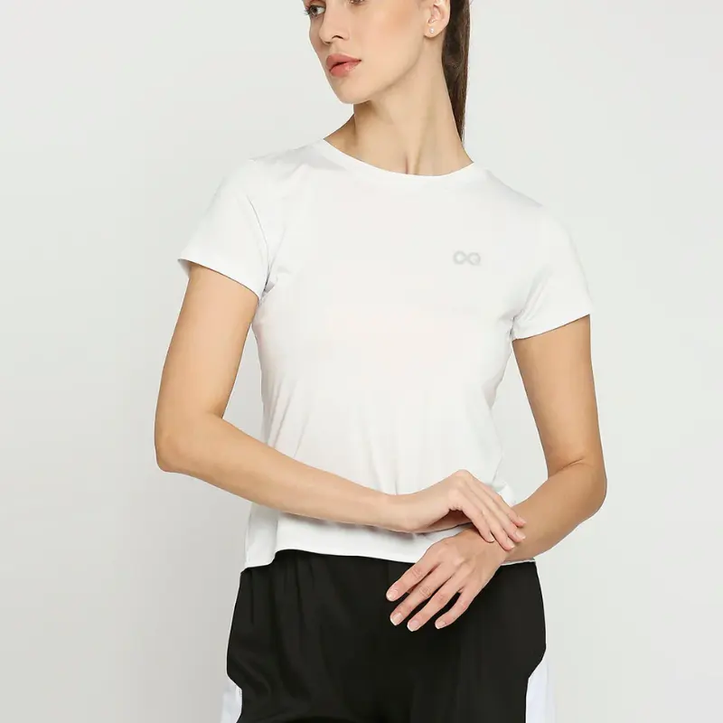 Maglietta sportiva da donna con laccio posteriore (bianco) 90% poliestere
