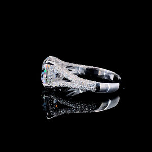 Bague de fiançailles en or jaune massif 14 carats avec diamant de laboratoire taille coussin de qualité supérieure, bande polie brillante, 1 carat, bijoux fins - Product Image 2