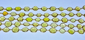Beautiful Citrine Quartz Gold Plated Bezel Connector <b>Rosary</b> Chain. Gemstone Bezel beads Chain for Bracelet Necklace Making - Product Image 4