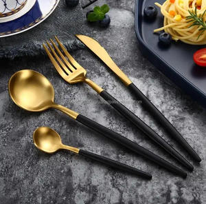 Ensemble de couverts noirs chics de haute qualité pour la fête d'hôtel de restaurant de mariage - Product Image 4