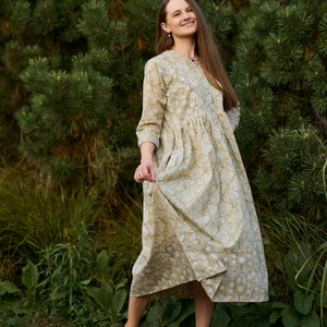 Robe en coton bohème Bonni, imprimée à la main, à fleurs, décontractée, pour les vacances, robe d'été pour femmes - Product Image 1