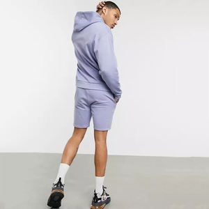 OEM Manufacture Breathable <b>Men</b> Pullover <b>Black</b> Hoodie Short Set Quick Dry Trendy Winter Clothing with Custom Logo Print - Product Image 2