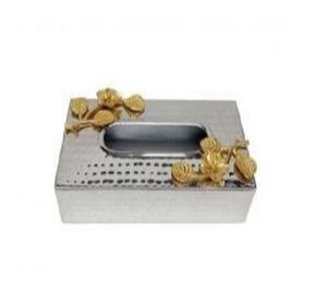 Caja de papel de seda de metal de cobre decorativa de mesa moderna clásica hecha a mano diseño elegante de lujo por proveedor - Product Image 4