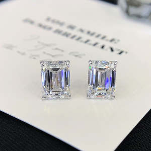3.00tcw Lab Grown D-E-F Color Diamond <b>Stud</b> <b>Earring</b> VVS-VS Clarity Dazzling <b>Emerald</b> Look - Product Image 3