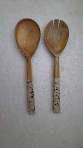 Nuevo Juego de Cucharas para Servir de Diseño Exclusivo, 2 Piezas, Madera de Mango, Ecológico, Hecho a Mano, Estilo Vintage Indio, para Mantequilla - Product Image 6